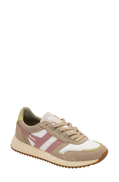 Gola Chicago Sneaker In Off White/ Grey/ Dusty Rose