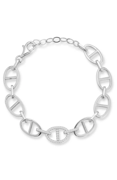 Chloe & Madison Sterling Silver & Cz Mariner Chain Bracelet In Metallic