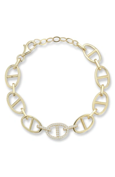Chloe & Madison Sterling Silver & Cz Mariner Chain Bracelet In Gold