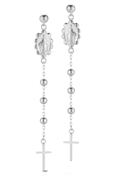 Chloe & Madison Sterling Silver Rosary Dangle Earrings In Metallic