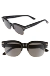 Tom Ford Harry 53mm Half-rim Sunglasses In Black/ Rose Gold/ Smoke