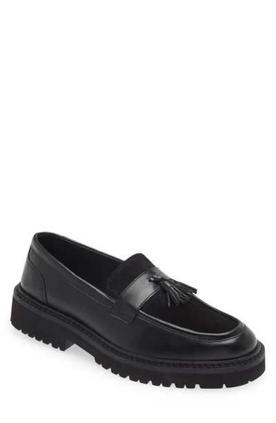 Vinny's Leather Penny Loafers In Black