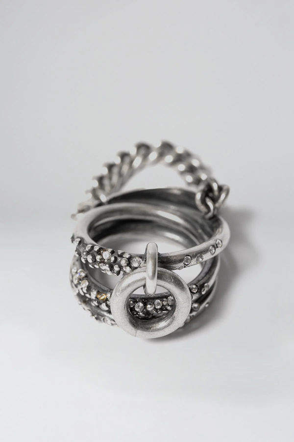 Ann Demeulemeester Women Amika Ring With Small Stones In 925 Silver |  ModeSens