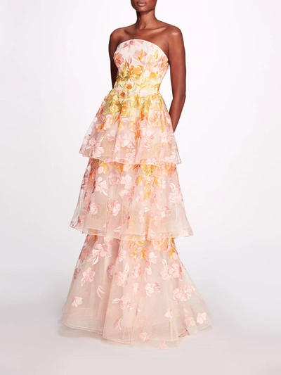 Flower Marchesa Gowns Marchesa Falling Flowers Gown In Blush Multi