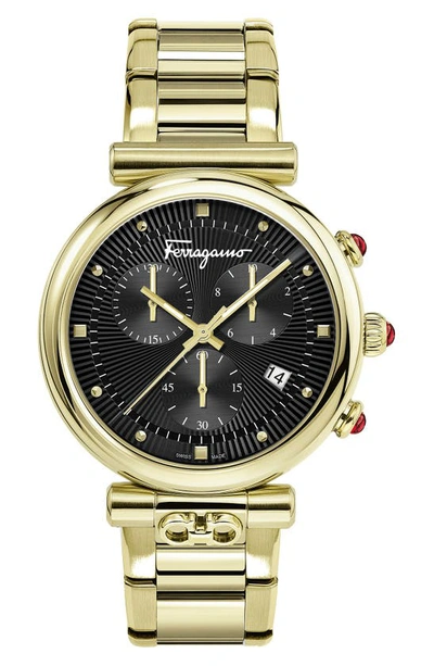 Ferragamo Multi-function Bracelet Watch, 40mm In Gold