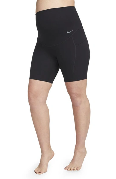 Nike Women's Zenvy (m) Gentle-support High-waisted 8" Biker Shorts With Pockets (maternity) In Black