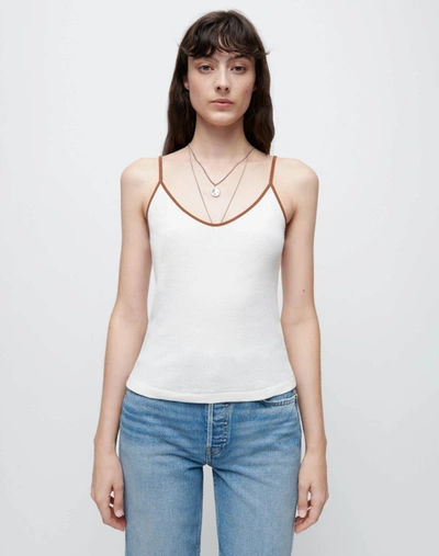 Re/done 90s Spaghetti Strap Tank In Vintage Ivory With Sienna