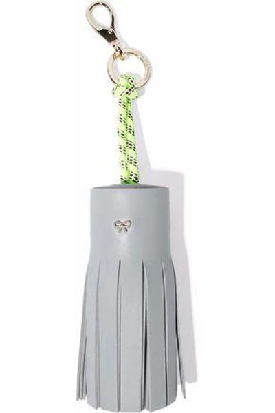 Anya Hindmarch Woman Tasseled Leather And Gold-tone Keychain Light Blue