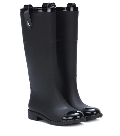 Jimmy Choo Edith Rubber & Leather Tall Boots In Black