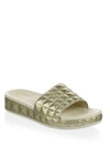 Ash Diamond Embossed Faux Leather Slides In Ariel