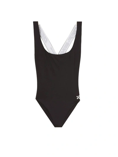 Off-white One-piece Swimsuit With Logo In Black