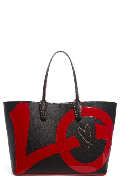 Christian Louboutin Cabata Love Embellished Leather Tote - Black In Multi