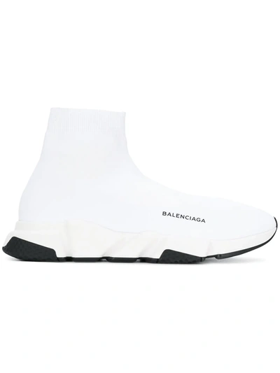 Balenciaga Speed Sock Stretch-knit Slip-on Trainers In White