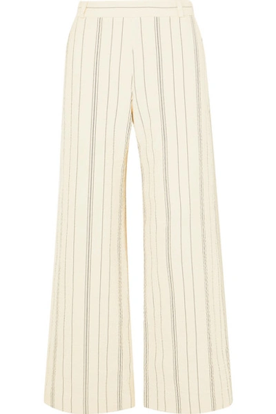 See By Chloé Pinstriped Cotton-blend Wide-leg Pants In Ivory