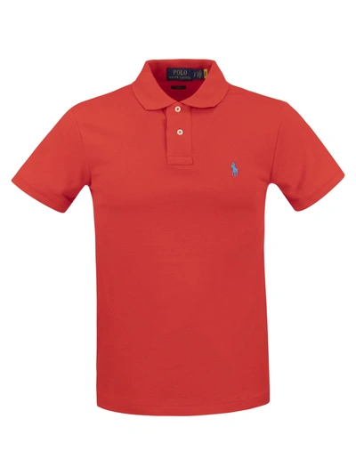 Polo Ralph Lauren Slim-fit Pique Polo Shirt In Red