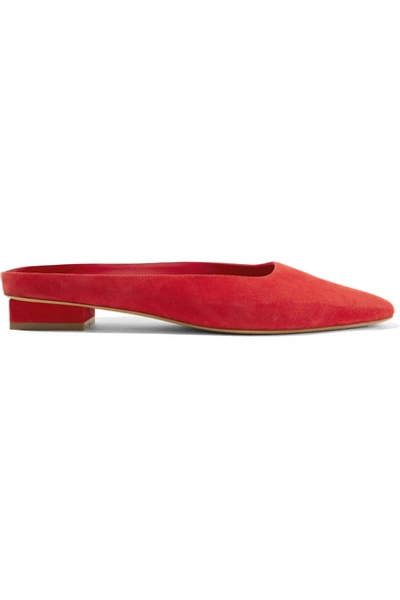 Mansur Gavriel Suede Leather Mules In Red