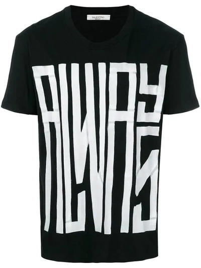 Valentino Black Cotton T-shirt With Anywhen Print