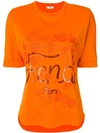 Fendi Embroidered Cotton T-shirt In Happiness|arancio