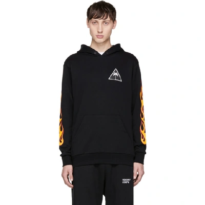 Palm Angels Palms And Flame Hoodie In Black