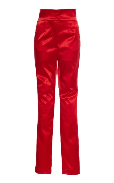 Dolce & Gabbana High-waist Straight-leg Stretch-satin Pants In Red