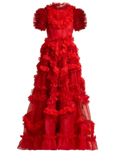Dolce & Gabbana Ruffle-trimmed Silk-blend Organza Gown In Red