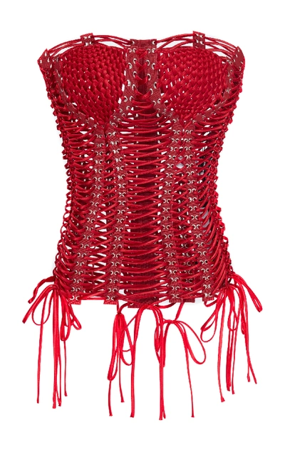 Dolce & Gabbana Lace Up Corset In Red | ModeSens display picture 3