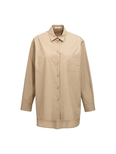 The Row Brant Shirt, Blouse Beige In Stone/beige