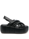 Themoirè Acquaria Wedges In Black Faux Leather