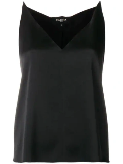 Paule Ka Crepe Backed Satin Tank In Black