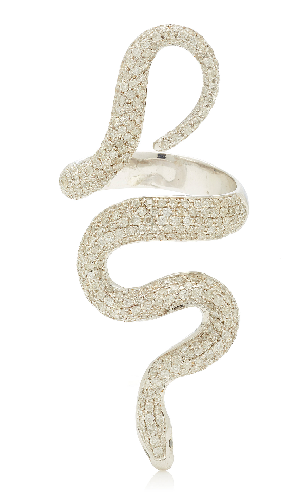 Lynn Ban Jewelry Pave Snake Ring In Silver ModeSens