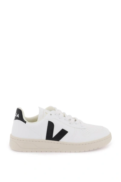 Veja V-10 Faux Leather Sneakers In White