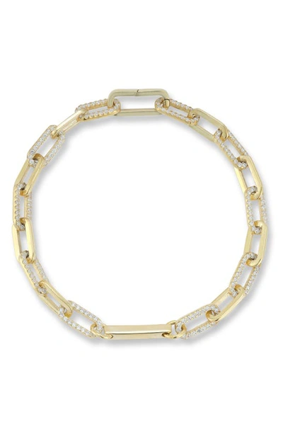 Chloe & Madison Pavé Cubic Zirconia Paper Clip Chain Bracelet In Gold