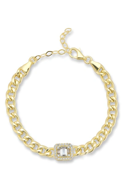 Chloe & Madison 14k Gold Plated Sterling Silver Cubic Zirconia Curb Chain Bracelet
