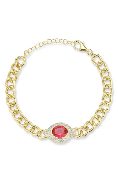 Chloe & Madison 14k Gold Vermeil Cz Pavé Station Chain Link Bracelet
