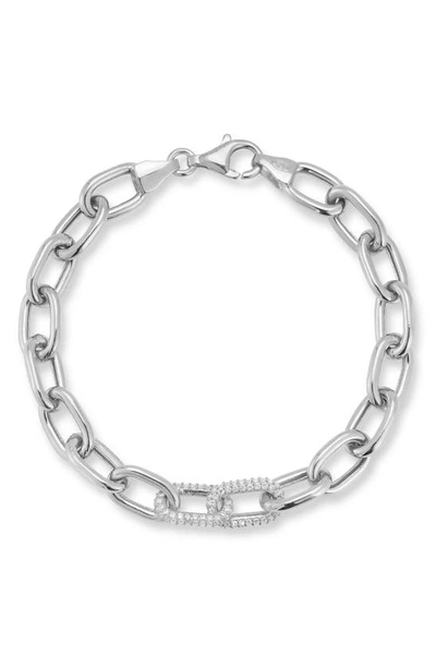 Chloe & Madison Cz Pavé Open Link Chain Bracelet In Silver