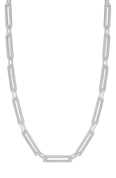 Chloe & Madison Cz Pavé Oval Link Necklace In Metallic