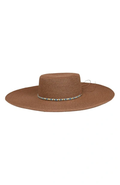 Marcus Adler Beaded Band Straw Hat In Brown