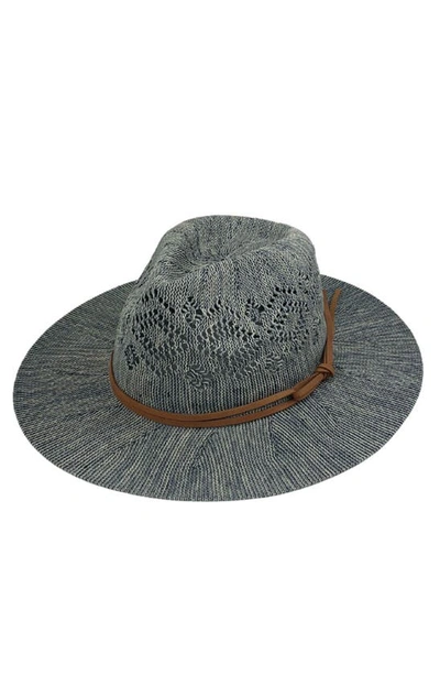 Marcus Adler Open Knit Wide Brim Panama Hat In Blue