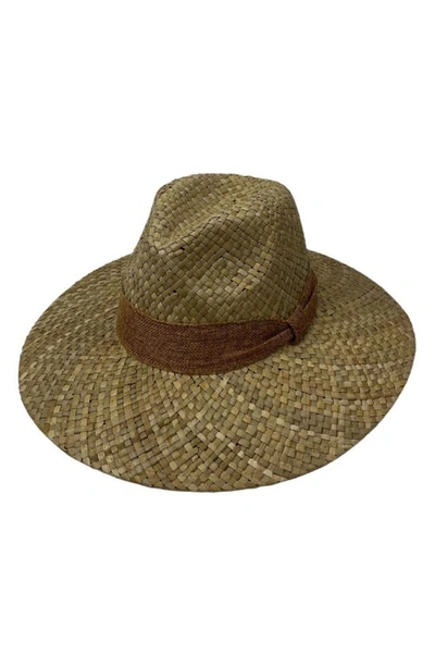 Marcus Adler Ribbon Band Straw Panama Hat In Tan