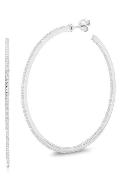 Chloe & Madison Chloe And Madison Pavé Cubic Zirconia Inside Out Hoop Earrings In Silver