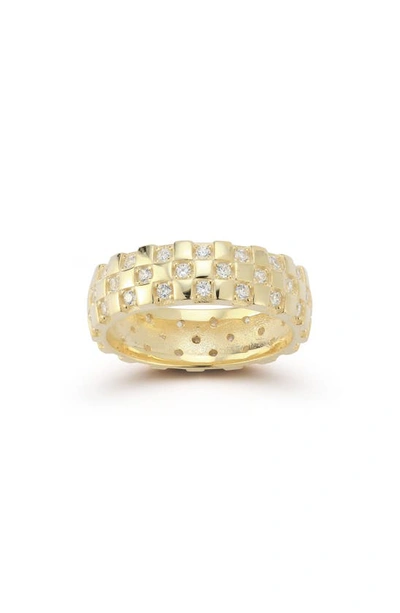 Chloe & Madison 14k Gold Plated Sterling Silver Cubic Zirconia Checkered Ring