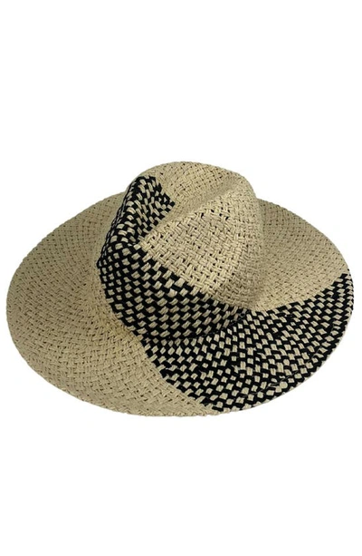 Marcus Adler Two-tone Straw Panama Hat In Natural/ Black