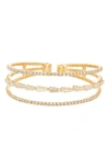 Natasha Cubic Zirconia Stone Cuff Bracelet In Gold/ Crystal