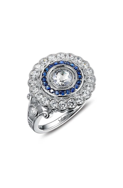 Lafonn Created Sapphire & Simulated Diamond Double Halo Ring In White/ Sapphire