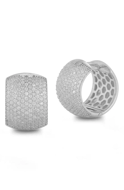 Chloe & Madison Chloe And Madison Sterling Silver Cunky Pavé Cz Hoop Earrings