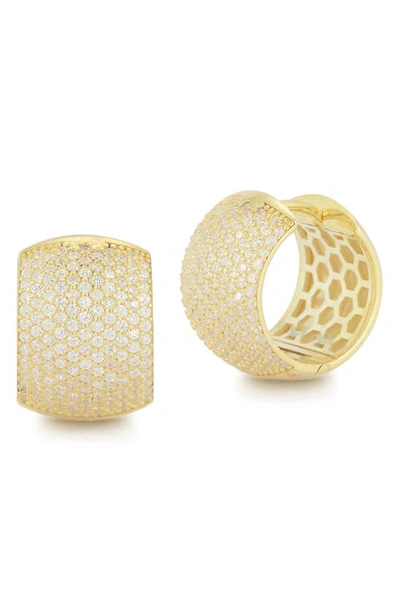 Chloe & Madison Chloe And Madison Sterling Silver Cunky Pavé Cz Hoop Earrings In Gold