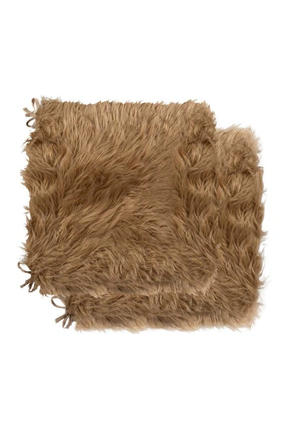 Luxe Laredo Faux Fur Seat Cushion In Tan