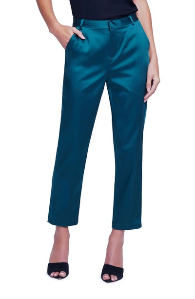 L Agence Logan Stretch Satin Trousers In Botanical Green