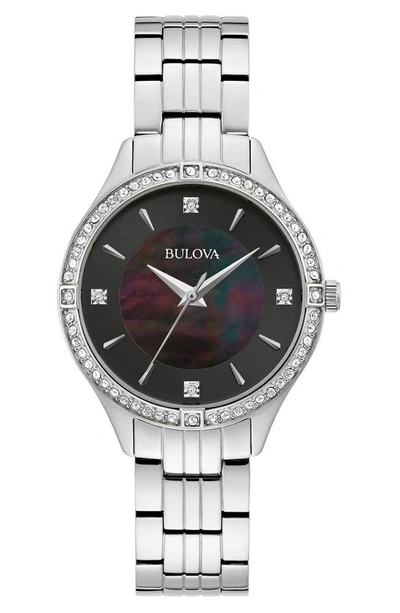 Bulova Crystal Bracelet Strap Watch, 32mm In Silver