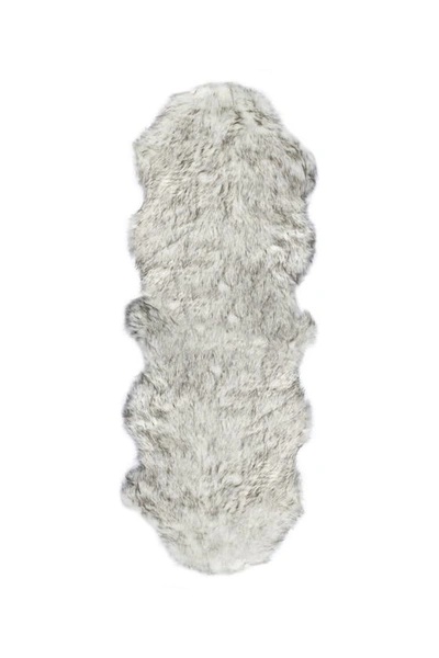 Luxe Gordon Faux Fur Rug In Gradient Grey